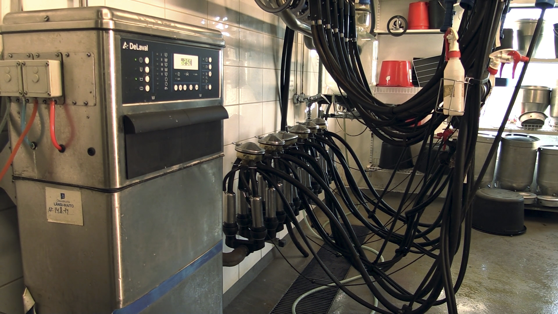 Milking Machine Cleaning Unit while flushing Sounds Of