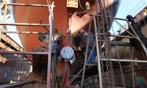 Welding in drydock