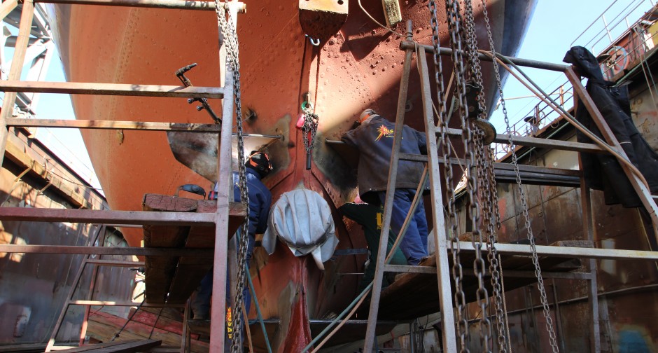 Welding in drydock