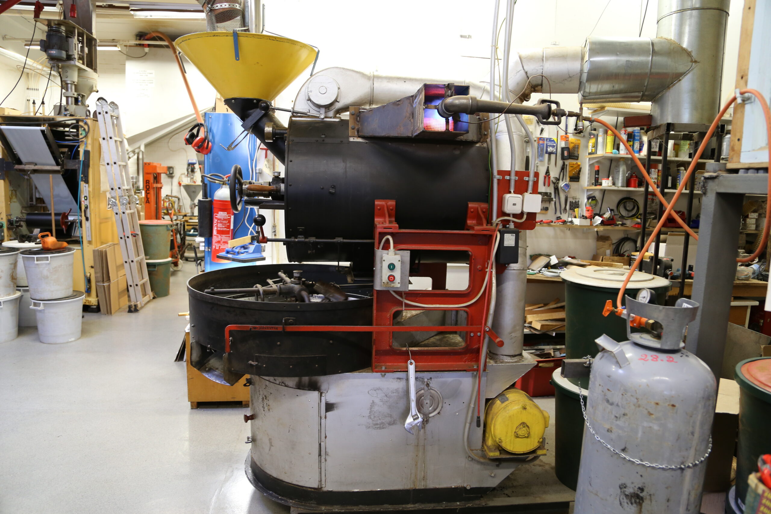 The gas flame of coffee roaster