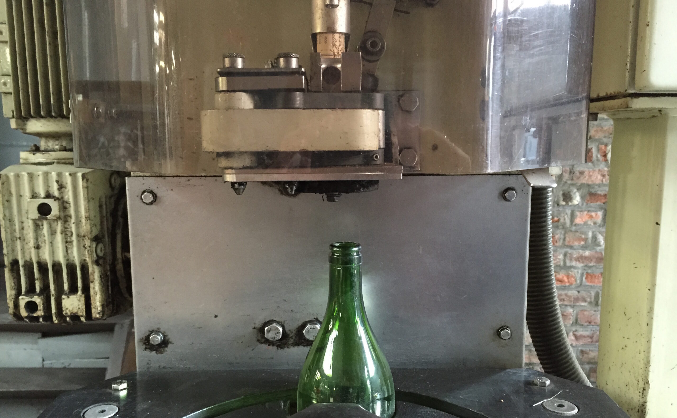 Corking machine in action - production line