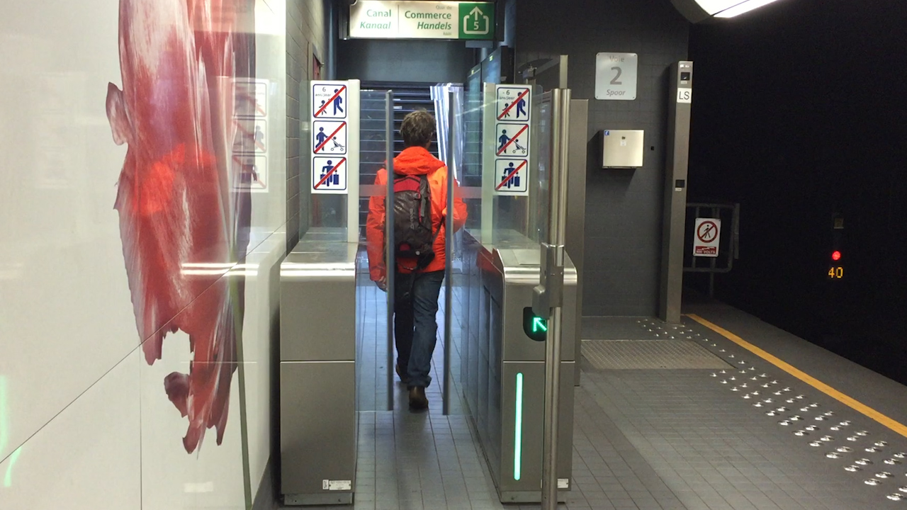 Exit with automatic doors - Underground station