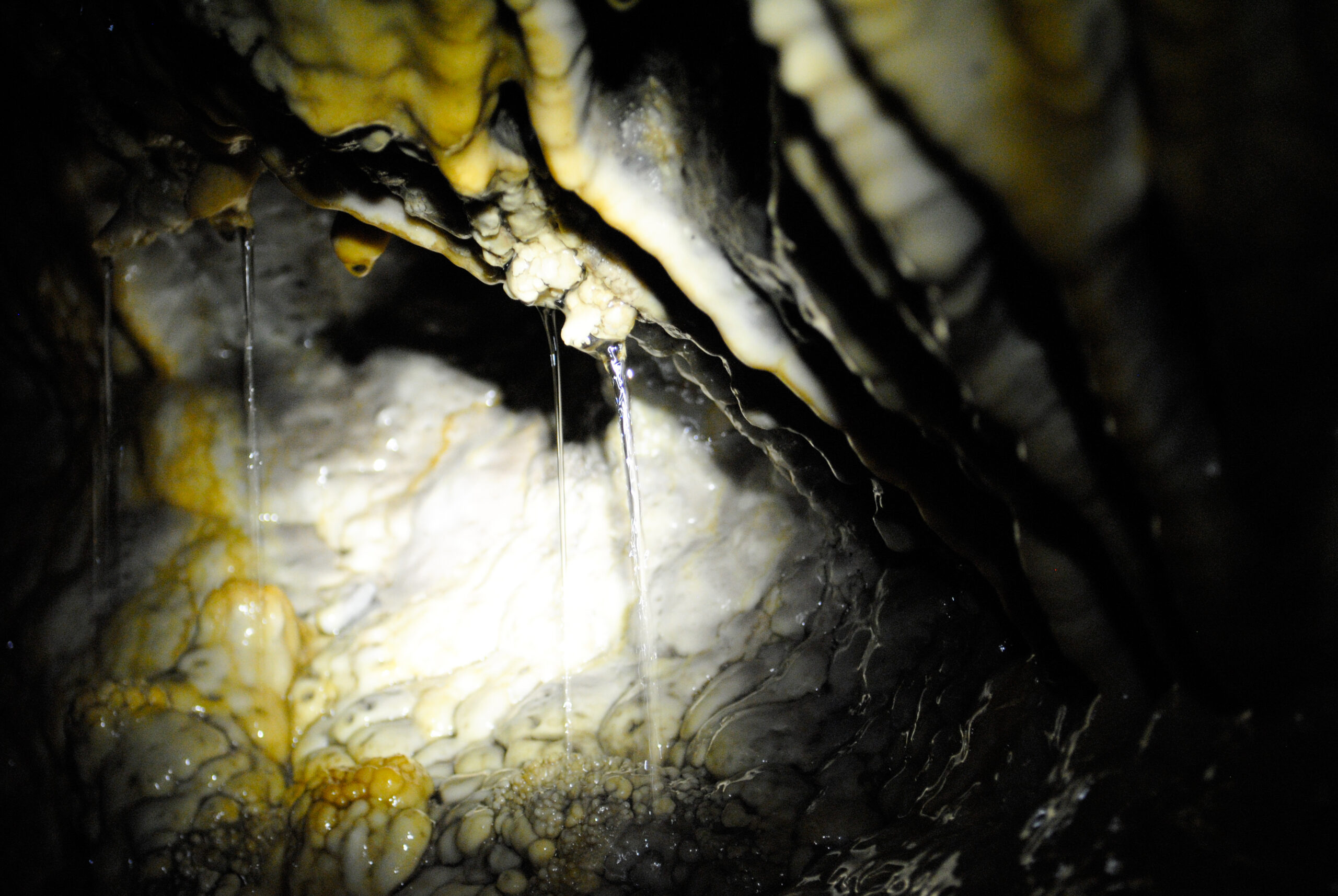Water draining through the rock