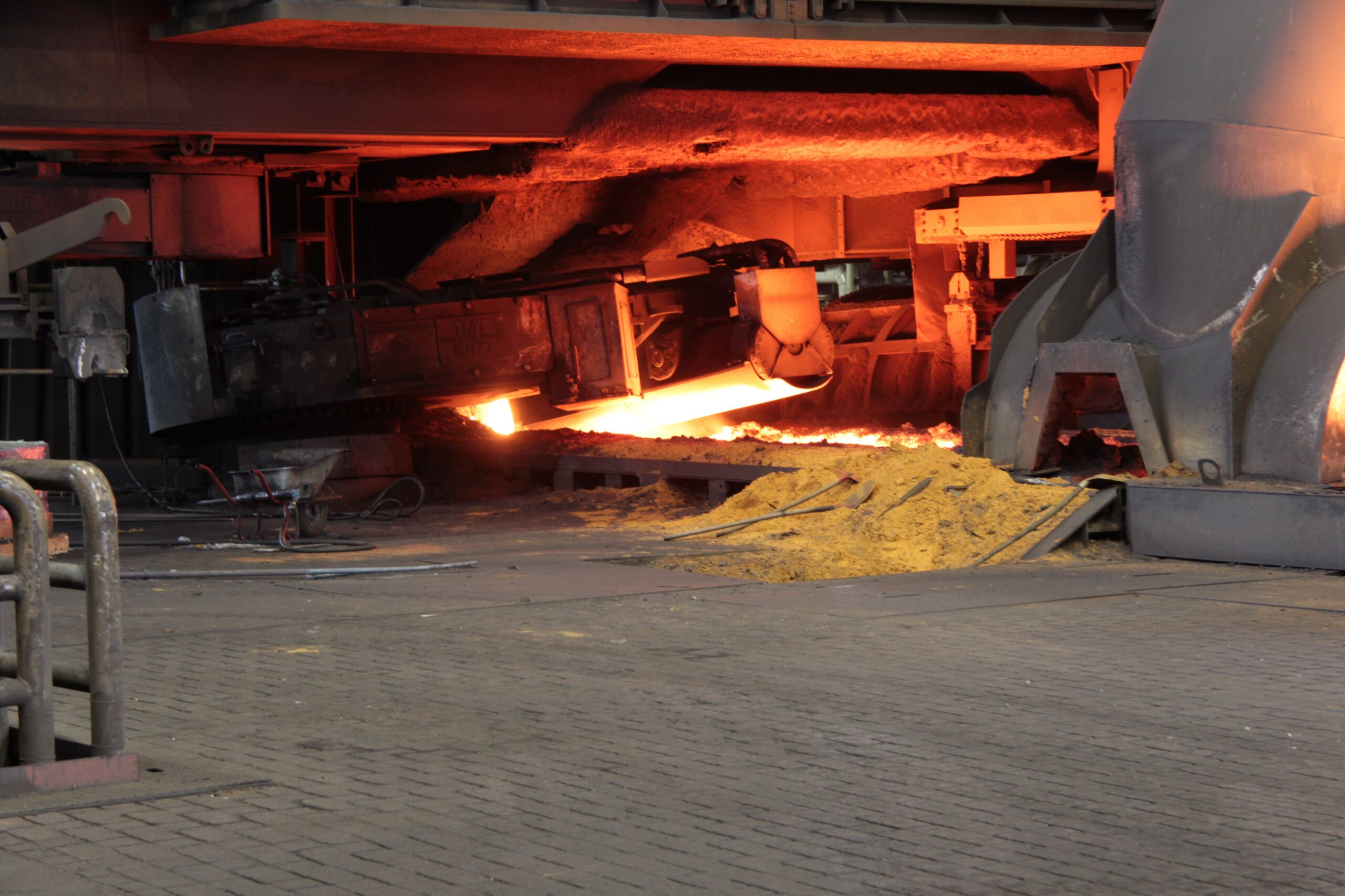 Steelwork: Tapping of a blast furnace
