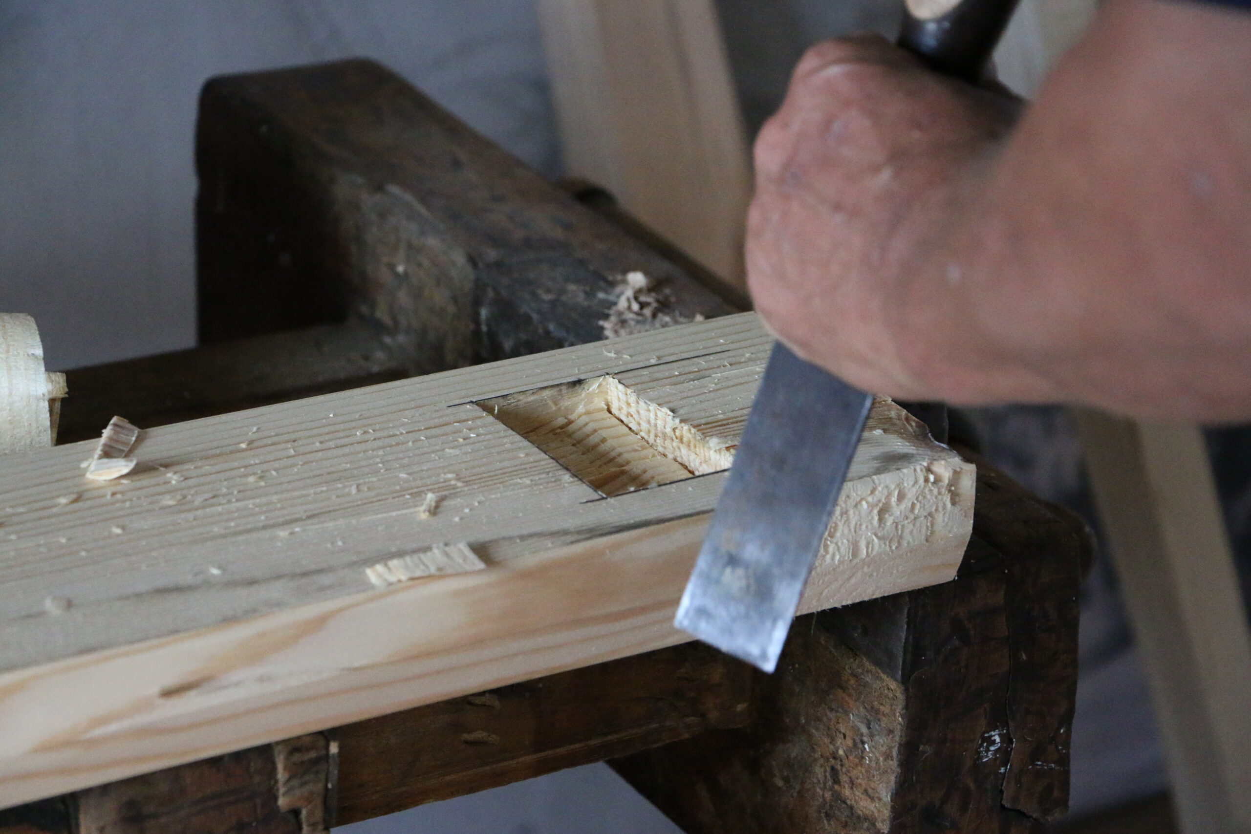 Wheelwright: wood chiseling