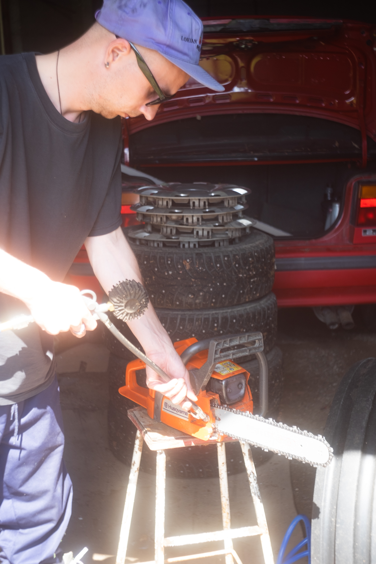 Cleaning a Chainsaw with Air Compressor Sounds Of Changes