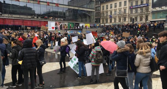 Fridays For Future Sweden Gathering Of Crowd Sergels Torg Stockholm 