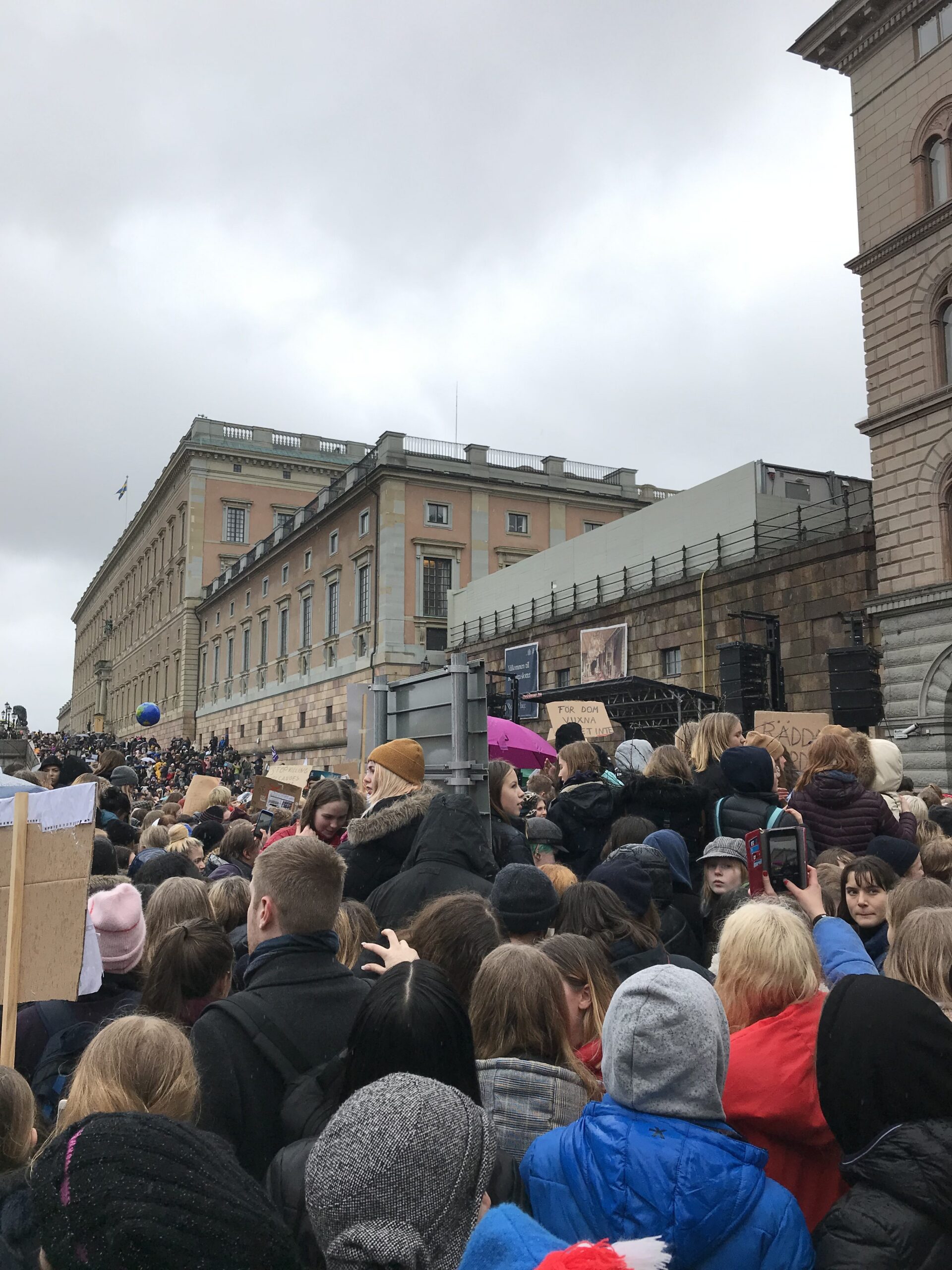 Fridays For Future (Sweden): Big crowd outside the swedish parliament including speach by Greta Thunberg