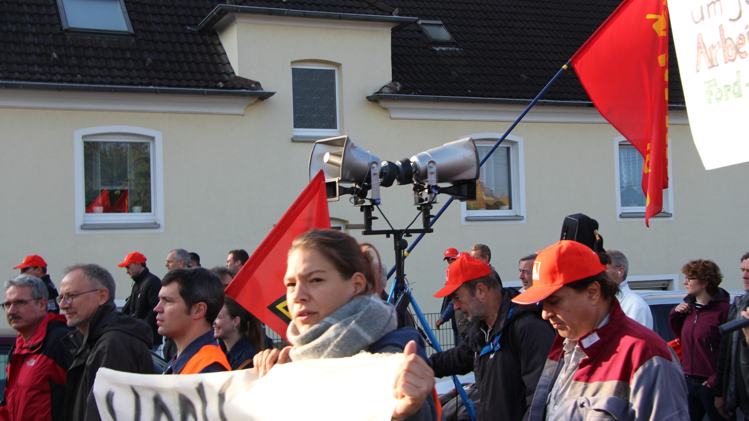 IG Metall Workers’ Union Protest III: Protester with Megaphone and Whistles