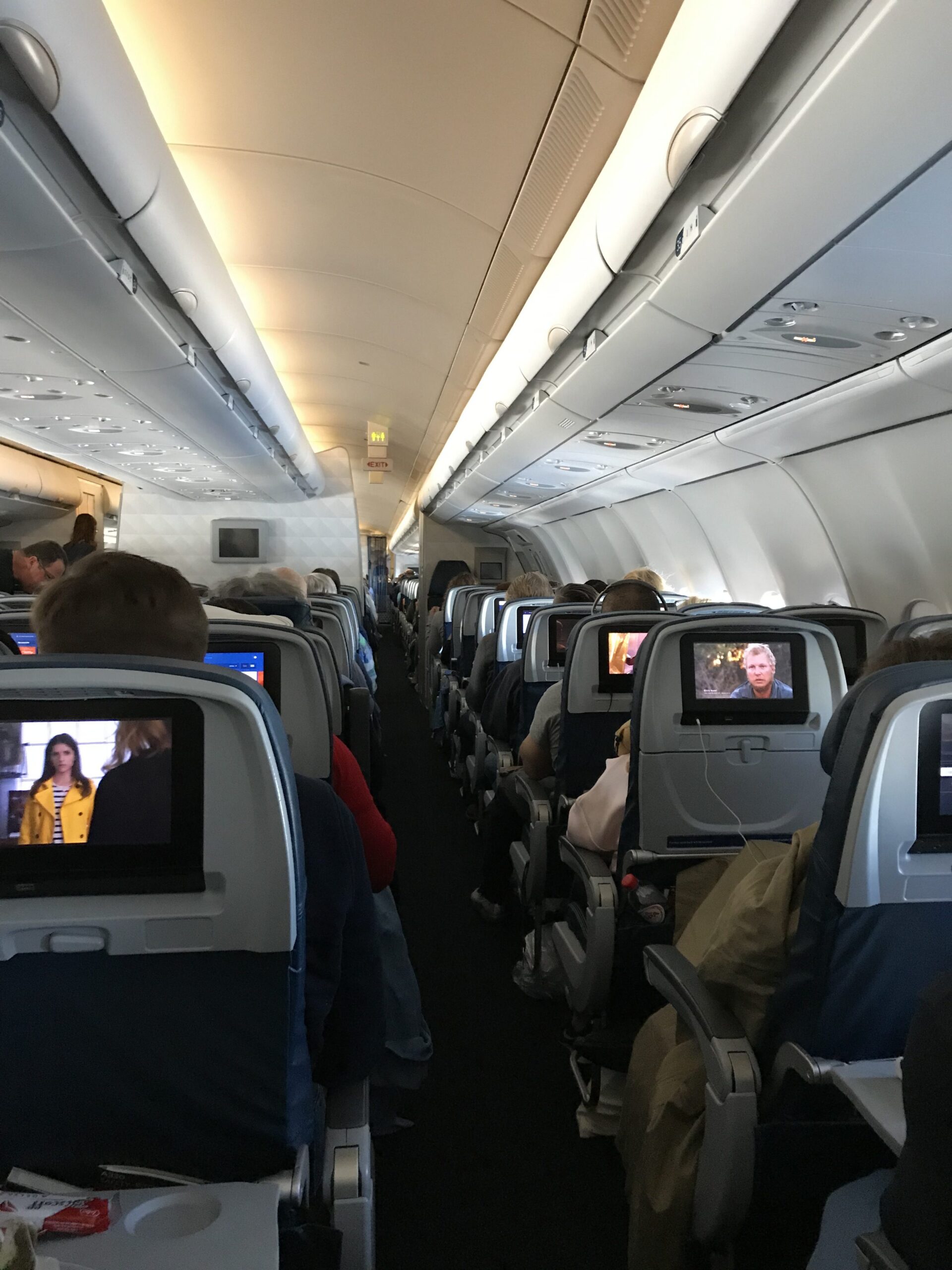 Inside an airplane