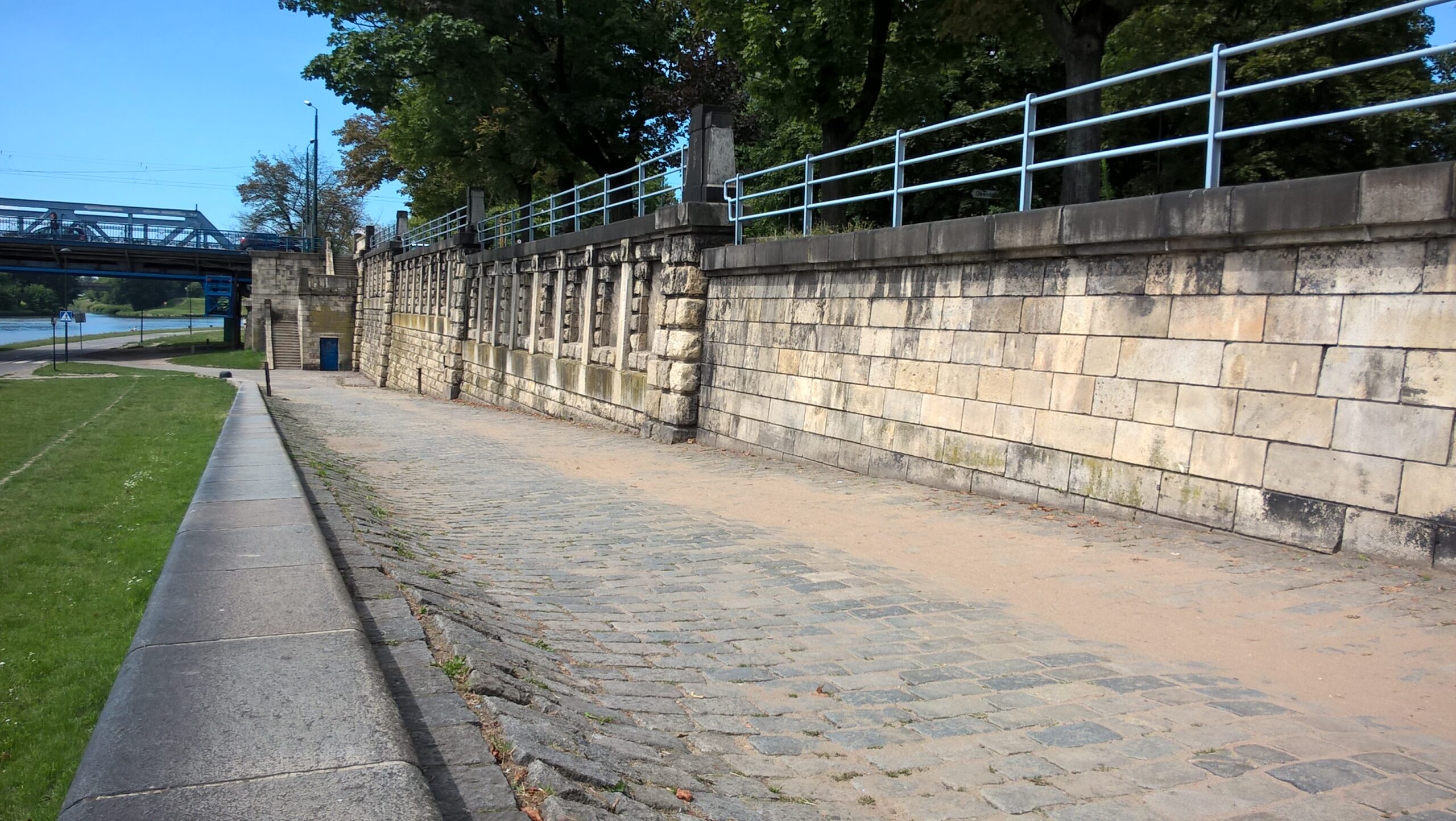 The river Wisla embankments near Father Bernatek’s pedestrian bridge