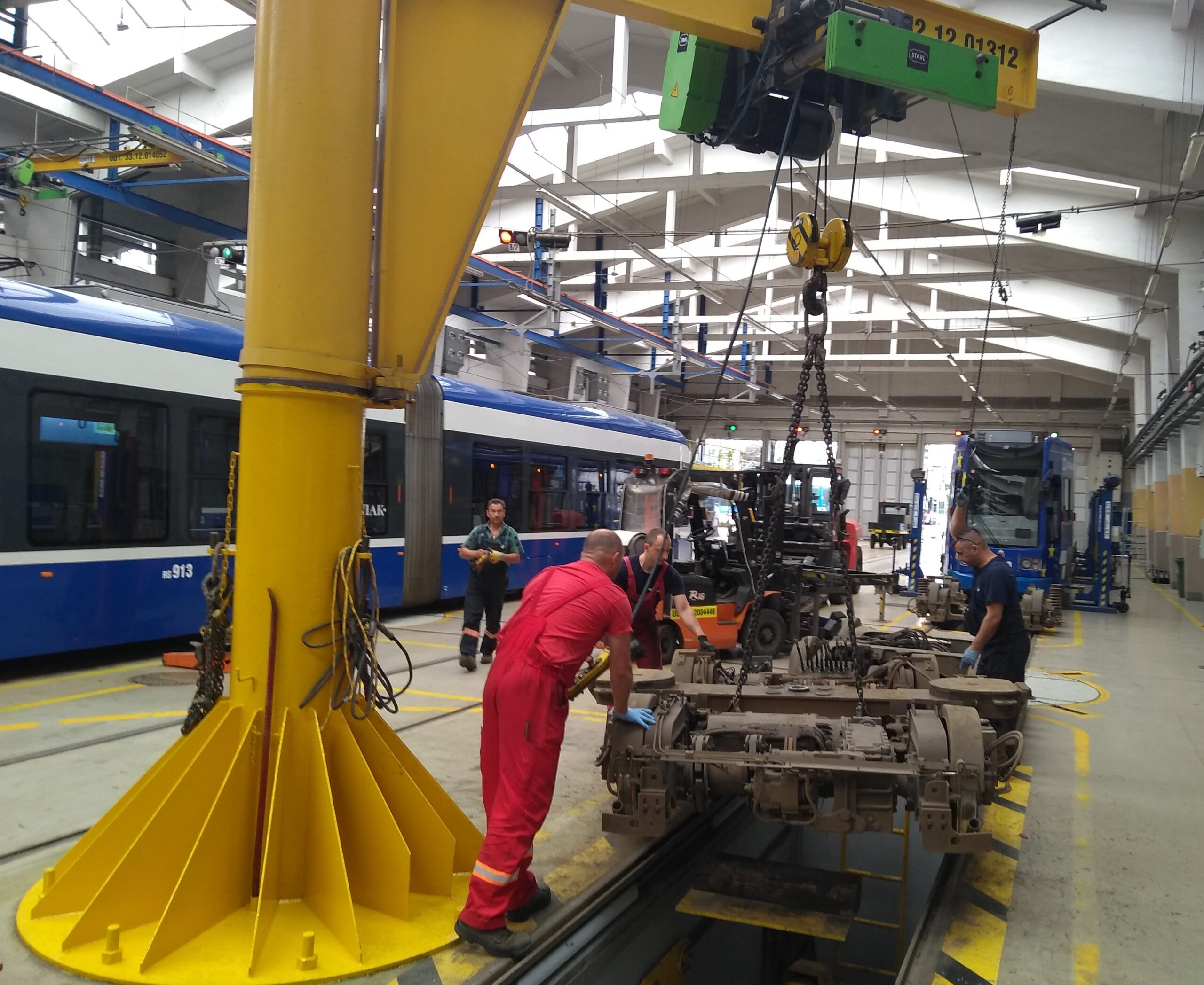 Work at the tram depot - shunting the truck
