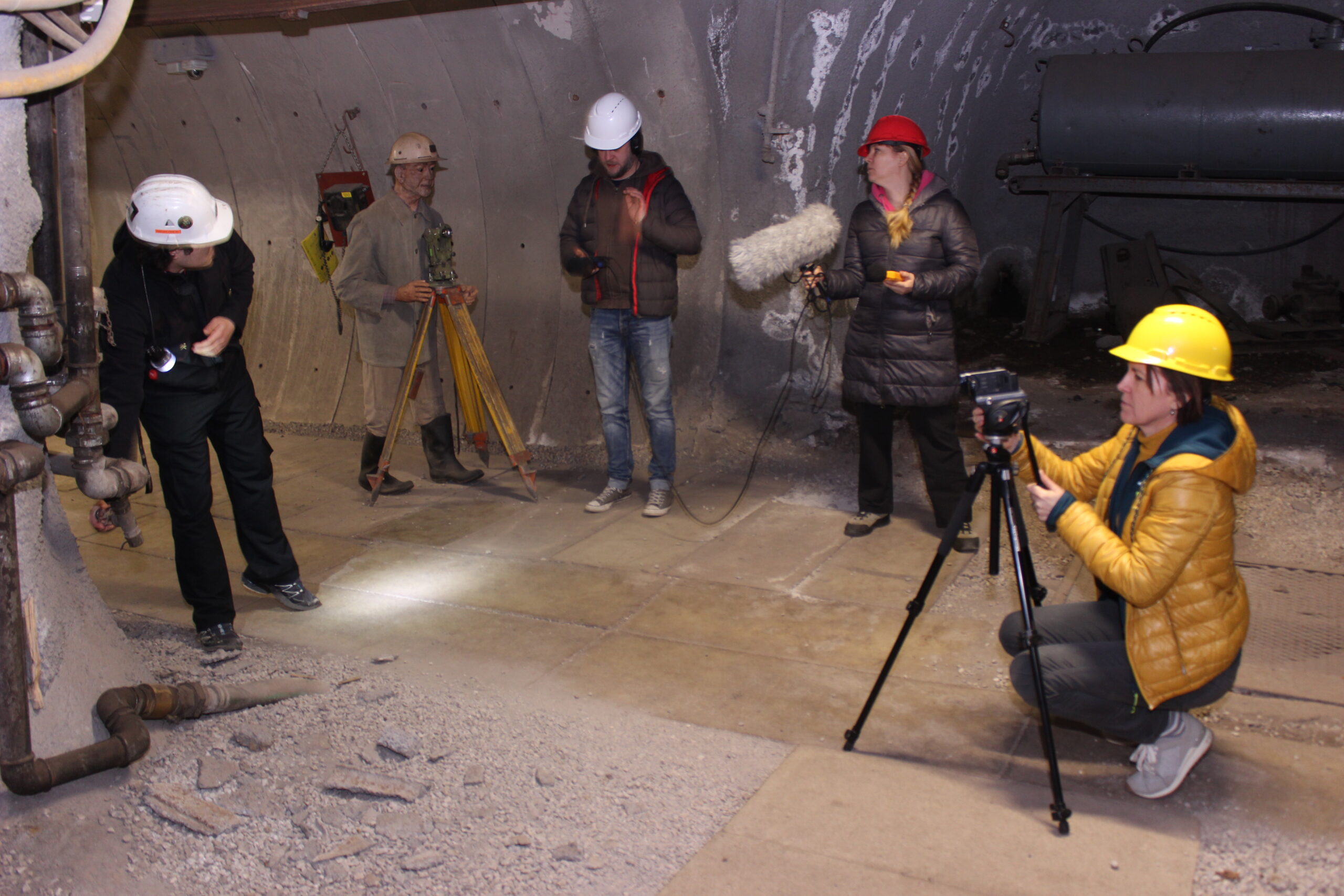 The Coal mining Museum of Slovenia, opening a valve for compressed air