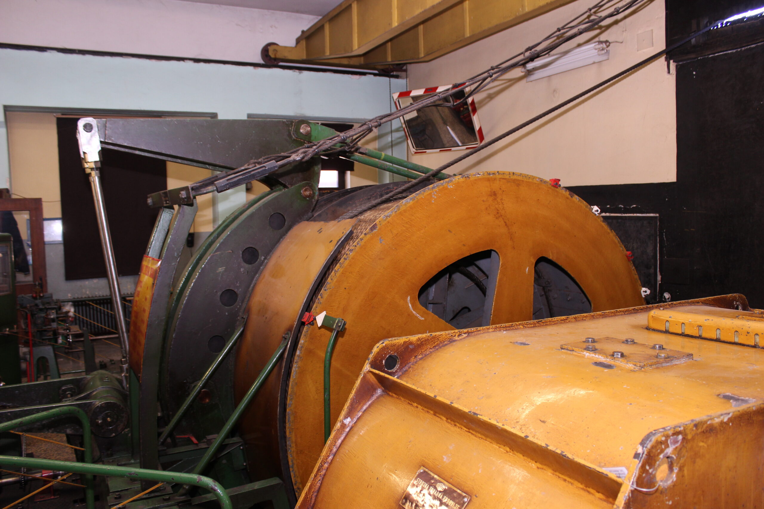 The Coal mining Museum of Slovenia, a descending cage into the mine