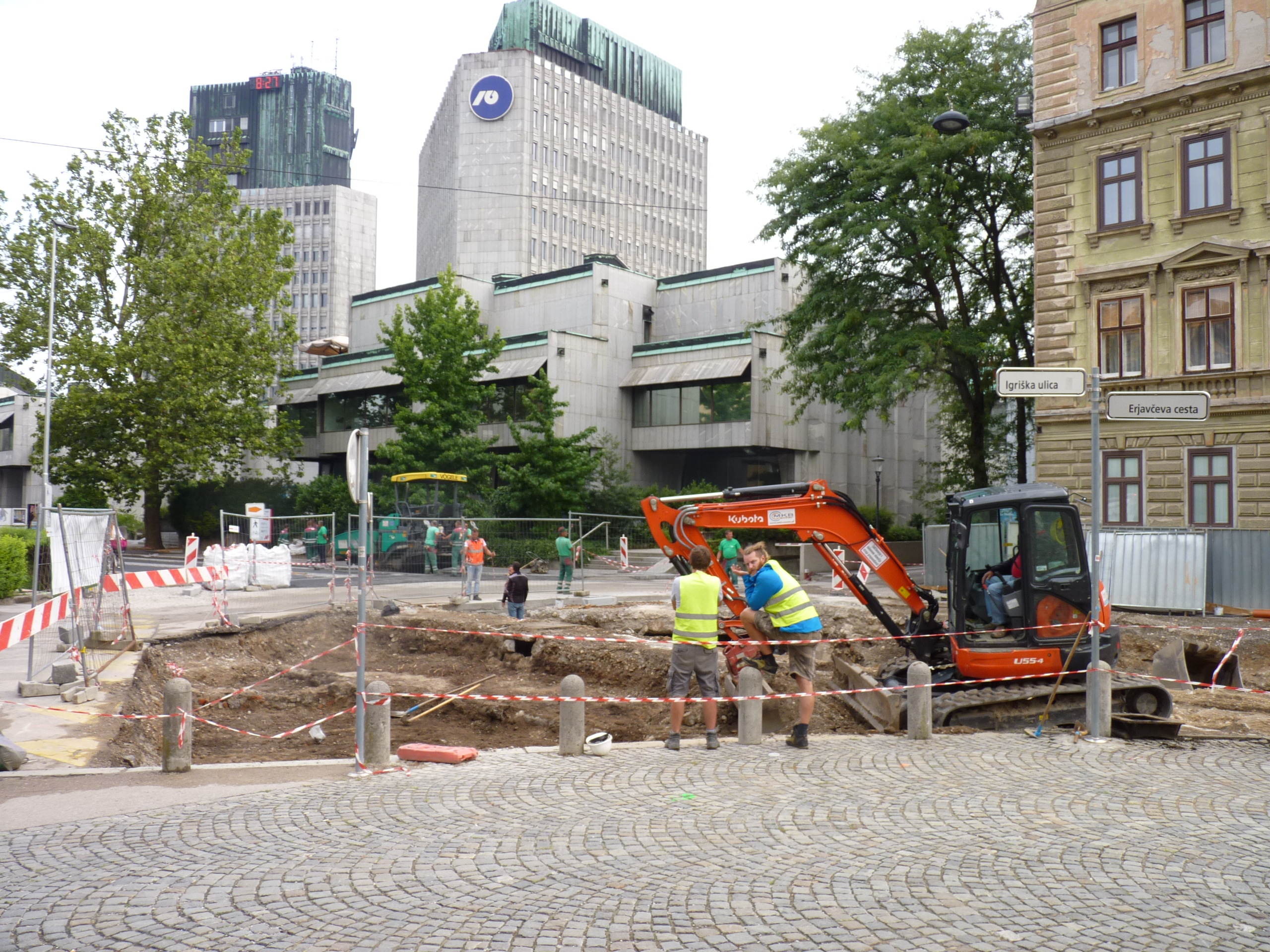 Building site on the Igriška and Erjavčeva street in the city centre of Ljubljana